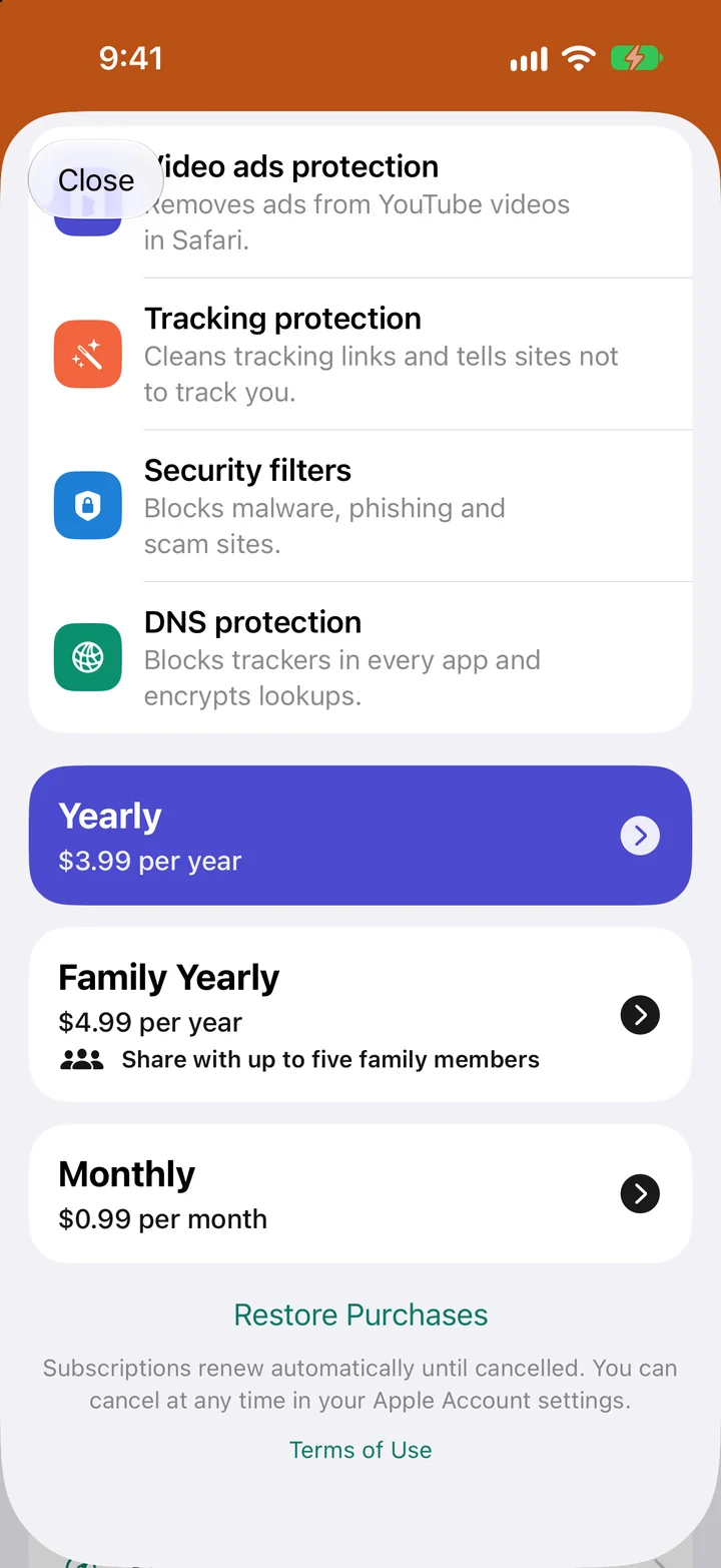 The AdGone+ plans: Yearly, Family Yearly and Monthly